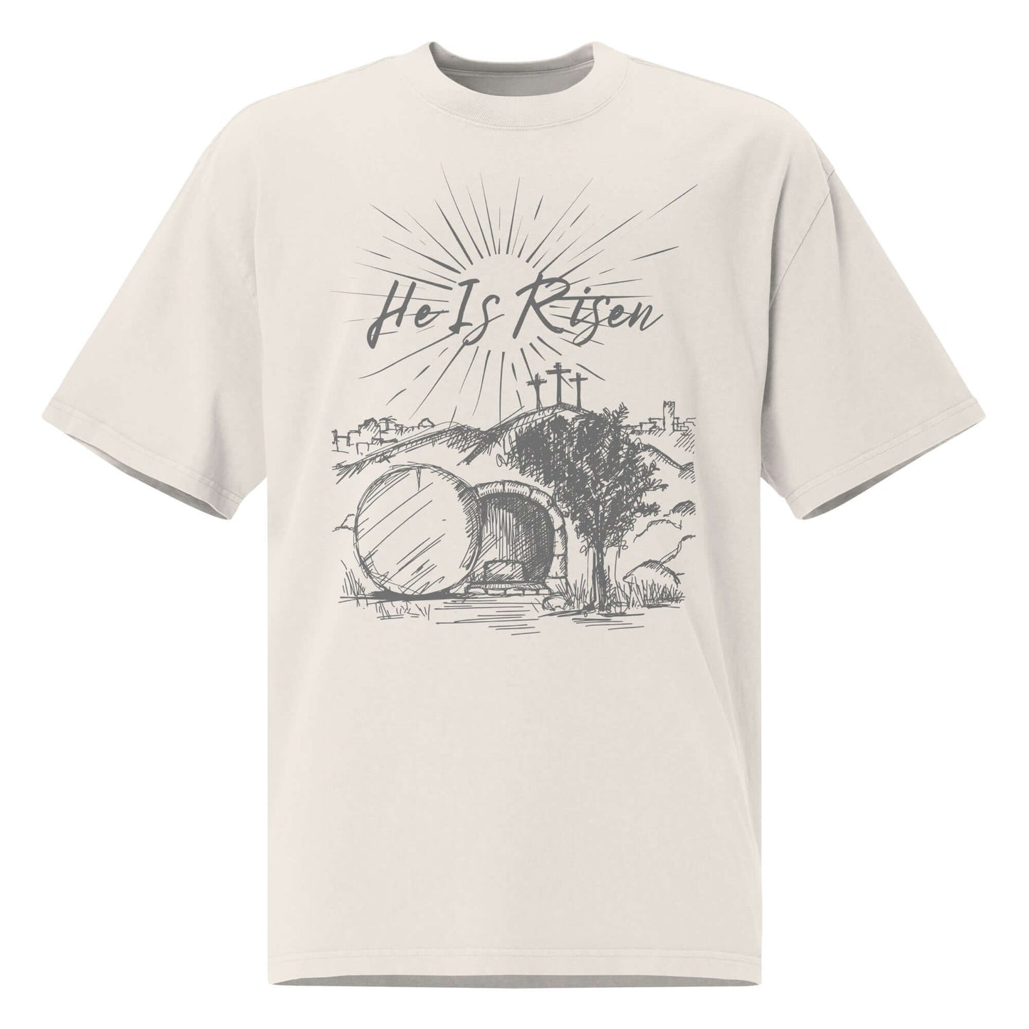 He Is Risen Oversized Faded T-Shirt