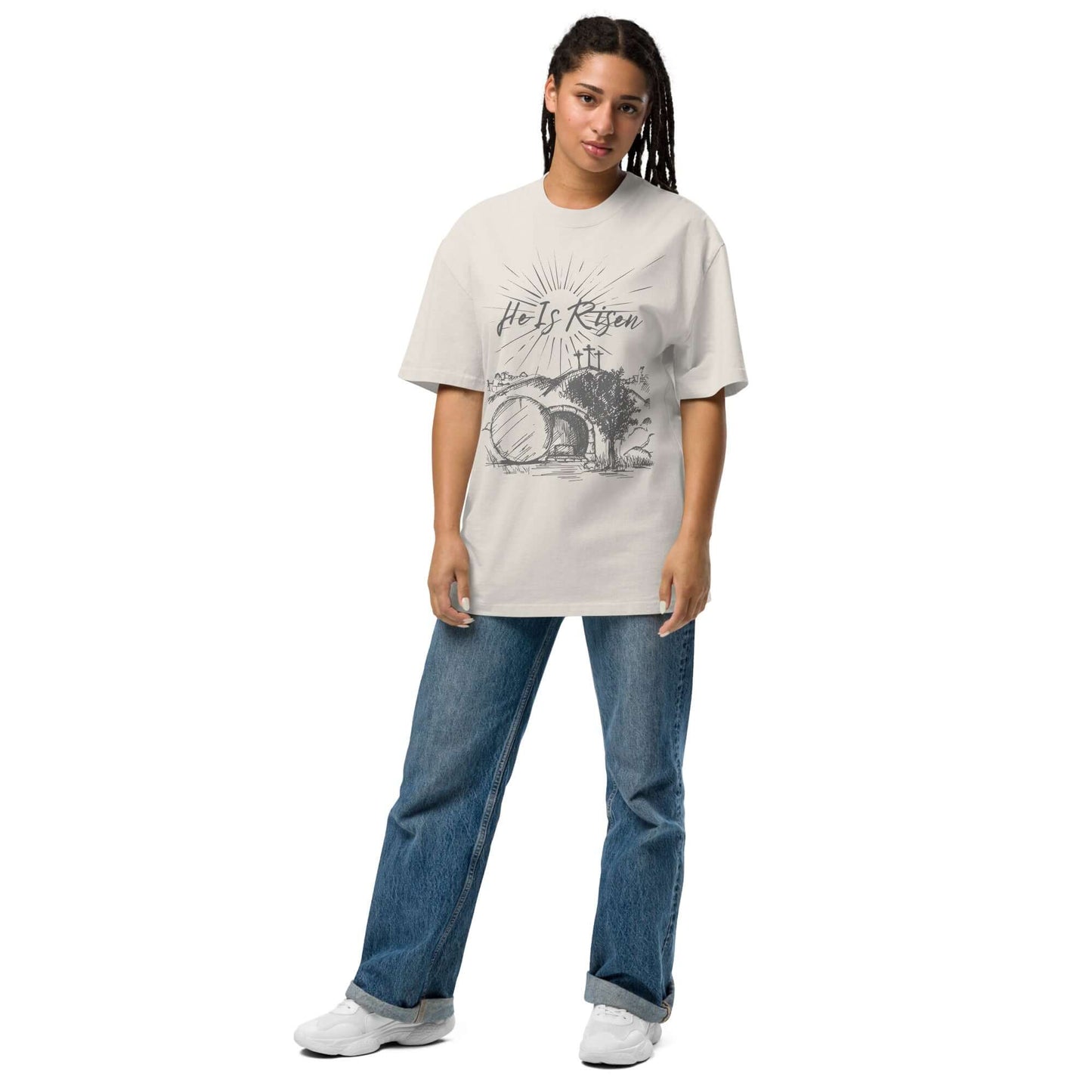 He Is Risen Oversized Faded T-Shirt