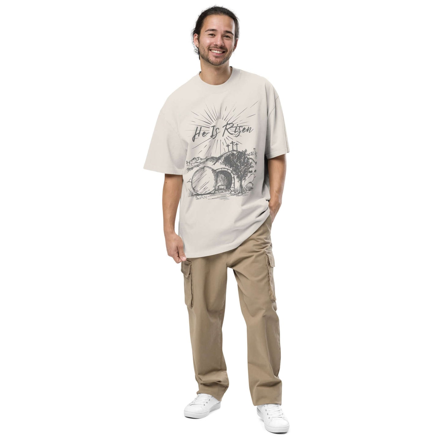 He Is Risen Oversized Faded T-Shirt